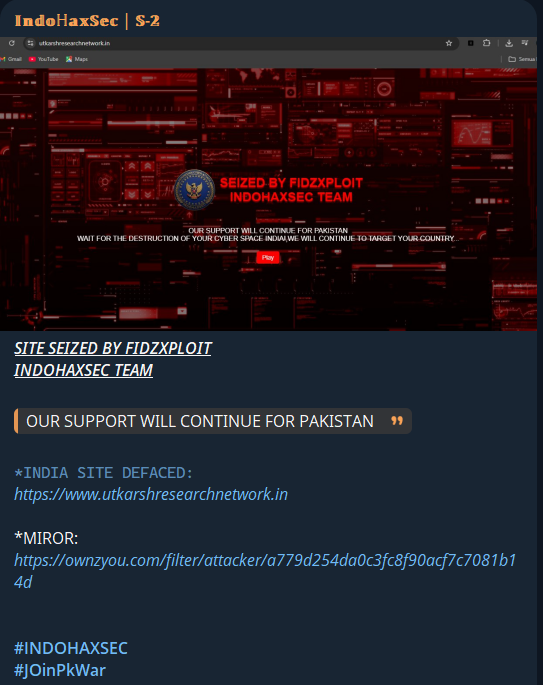 INDOHAXSEC针对Utkarsh研究网络私人有限公司的网站-xLab 威胁情报