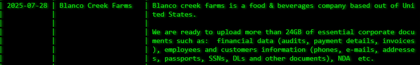 布兰科溪农场成为Akira勒索软件的受害者-xLab 威胁情报