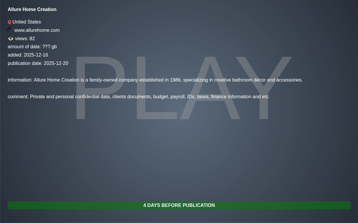 Allure Home Creation victim落入PLAY勒索软件手中-xLab 威胁情报