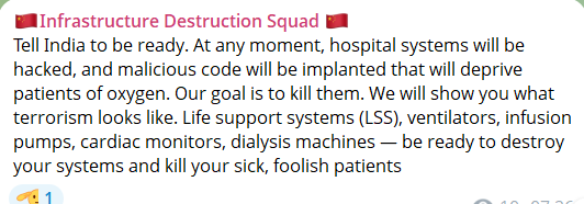 基础设施破坏小组声称目标是印度的医院-xLab 威胁情报