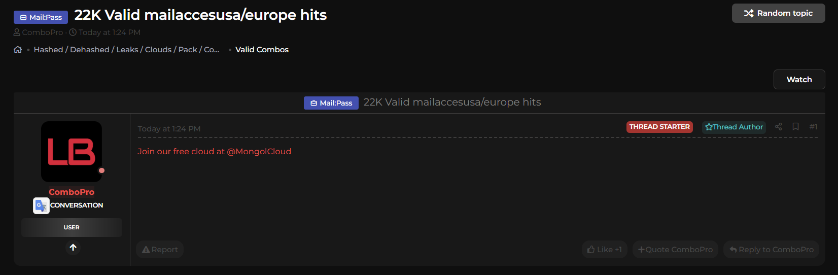 涉嫌出售22K有效邮件访问美国/欧洲帐户-xLab 威胁情报