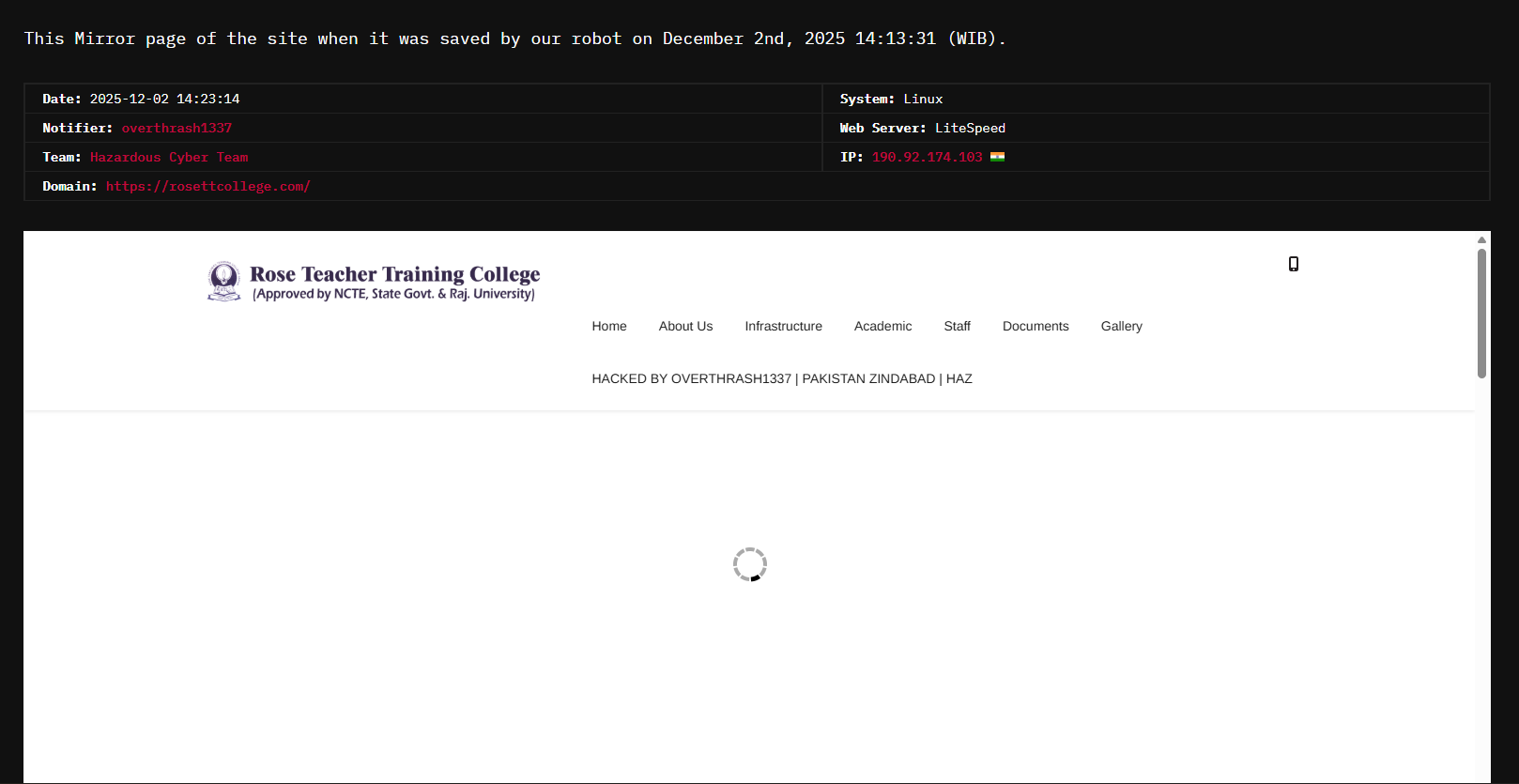 危险Cyber小组瞄准玫瑰教师培训学院网站-xLab 威胁情报