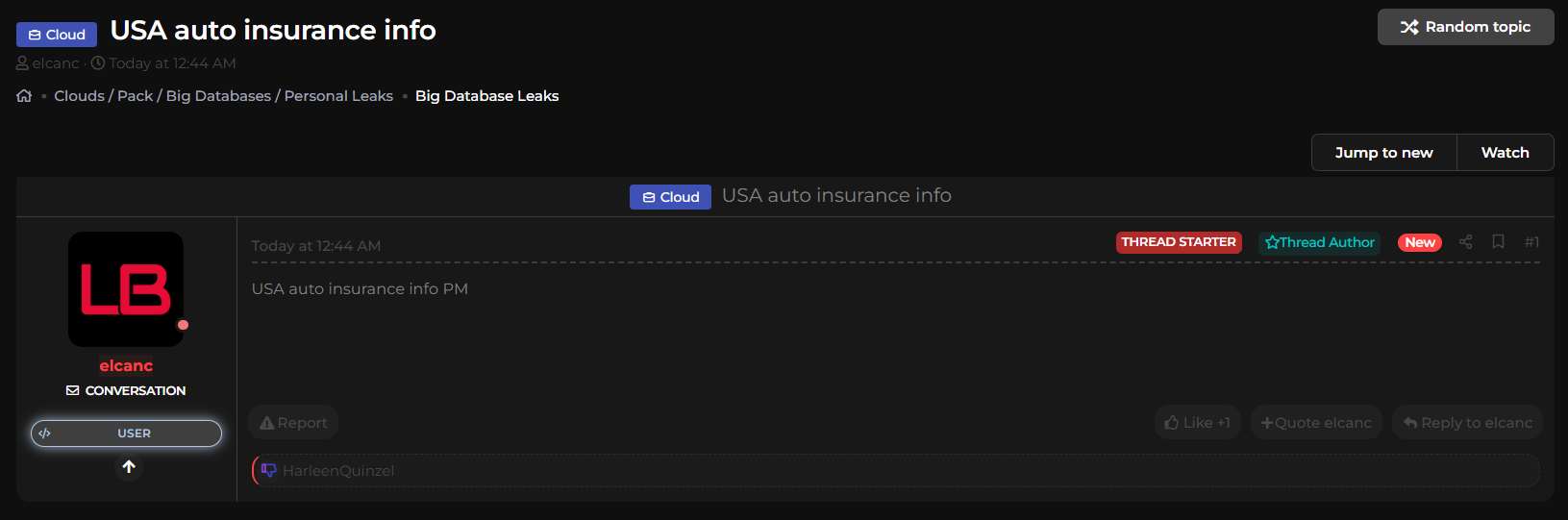美国汽车Insurance涉嫌数据泄露-xLab 威胁情报