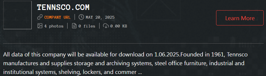 Tennsco LLC成为Qilin勒索软件的受害者-xLab 威胁情报