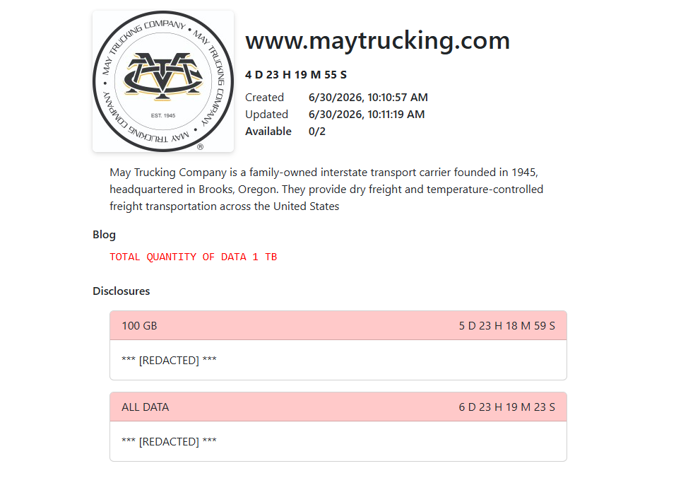 May Trucking falls victim to EMBARGO ransomware-xLab 威胁情报