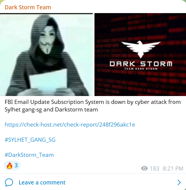 Dark Storm Team瞄准联邦调查局网站-xLab 威胁情报