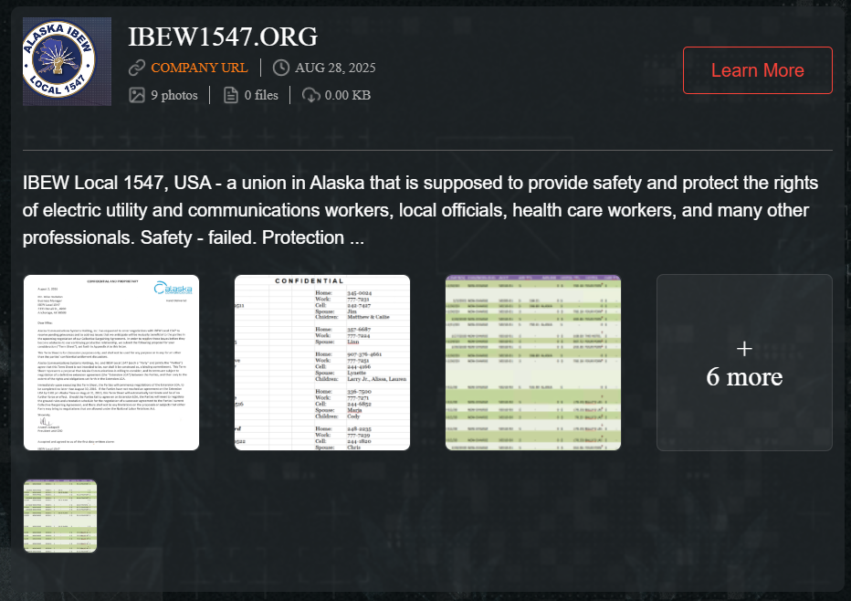 Alaska IBEW成为Qilin勒索软件的受害者-xLab 威胁情报