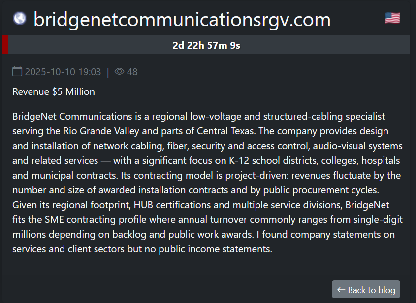 BridgeNet Communications,LLC成为SAFEPAY勒索软件的受害者-xLab 威胁情报