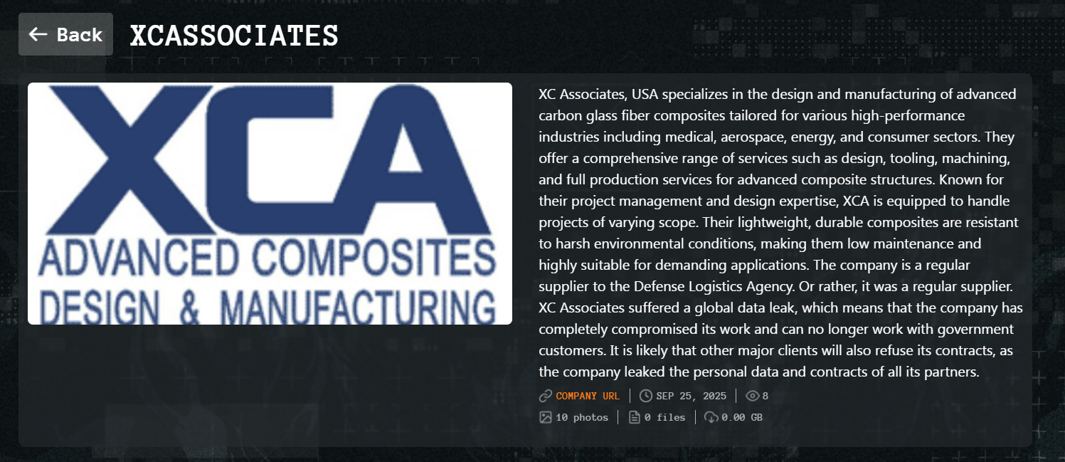 XCA Composites LLC成为Qilin勒索软件的受害者-xLab 威胁情报