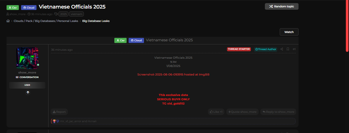 涉嫌数据泄露越南官员-xLab 威胁情报