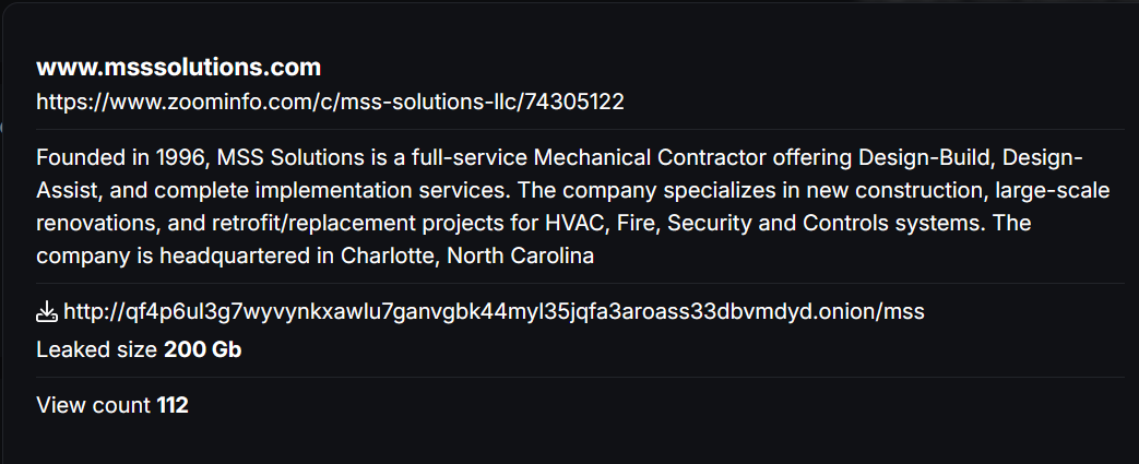 MSS Solutions,LLC成为CHAOS勒索软件的受害者-xLab 威胁情报