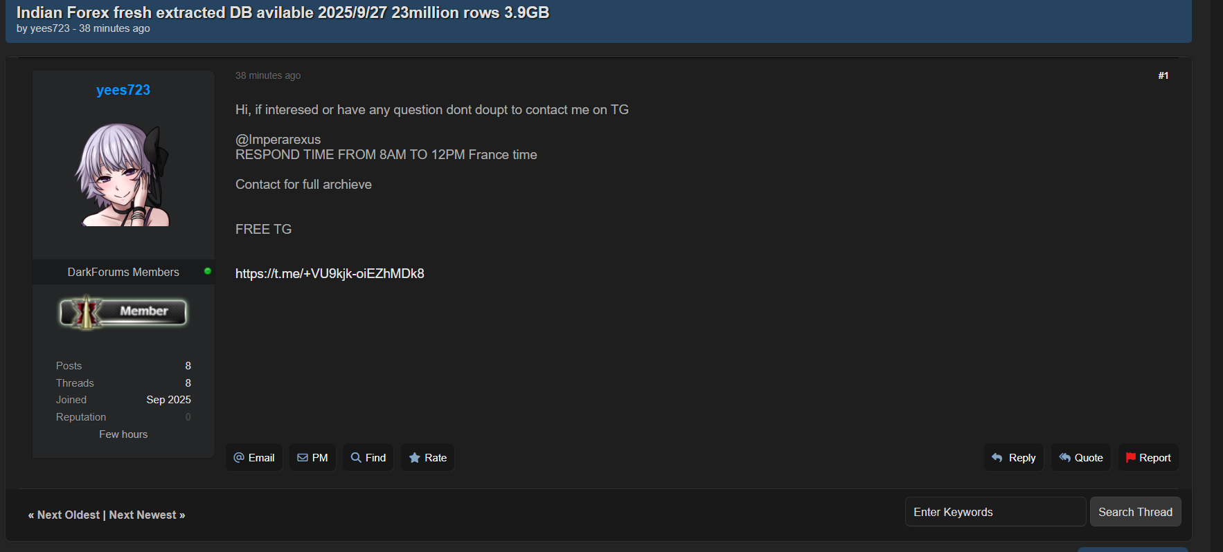 涉嫌出售印度外汇数据库-xLab 威胁情报