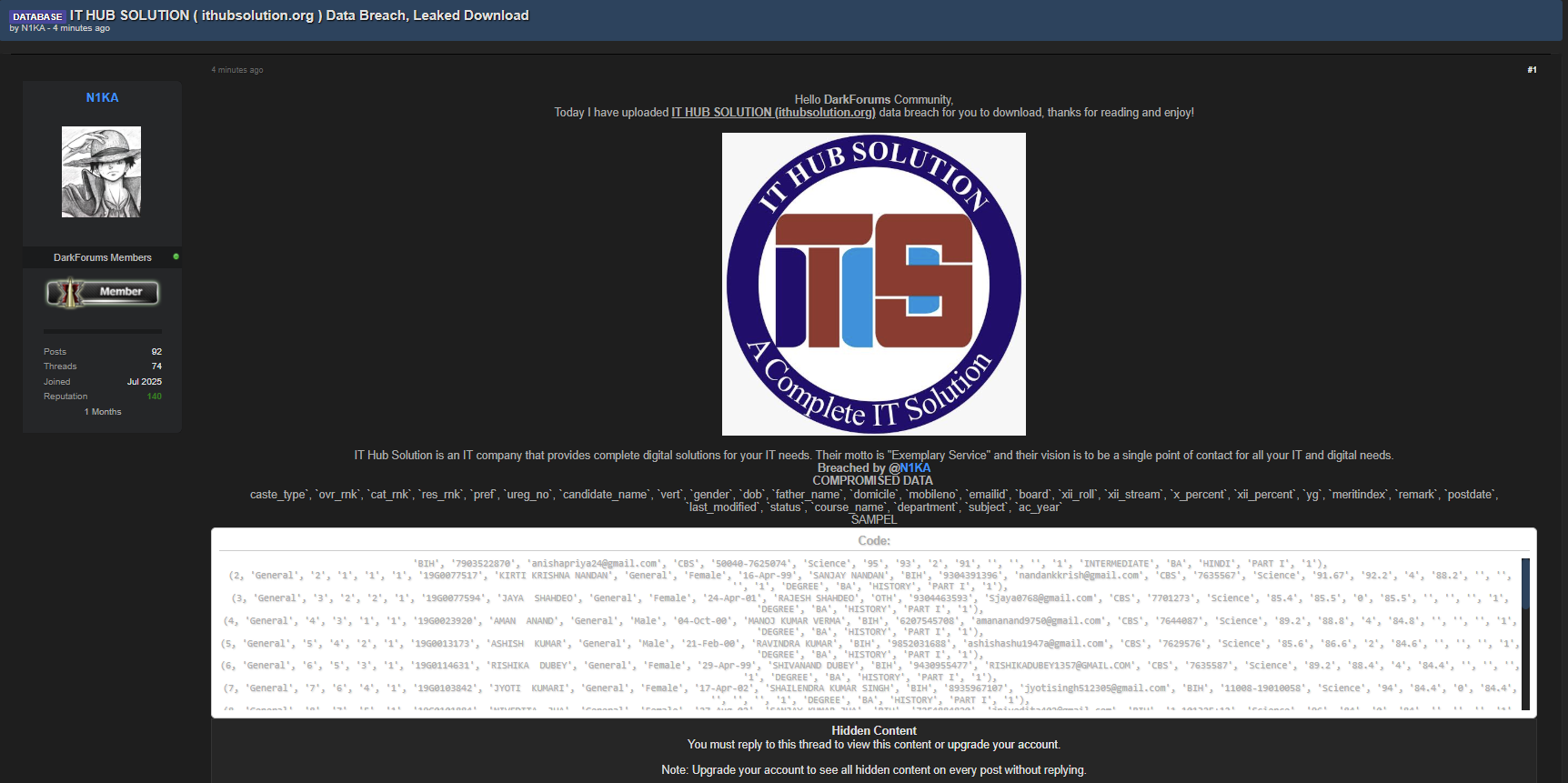 IT Hub Solution涉嫌数据泄露-xLab 威胁情报