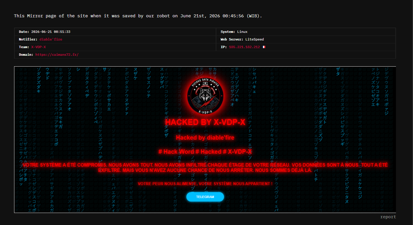 X-VDP-X targets the website of Caïmans 72-xLab 威胁情报