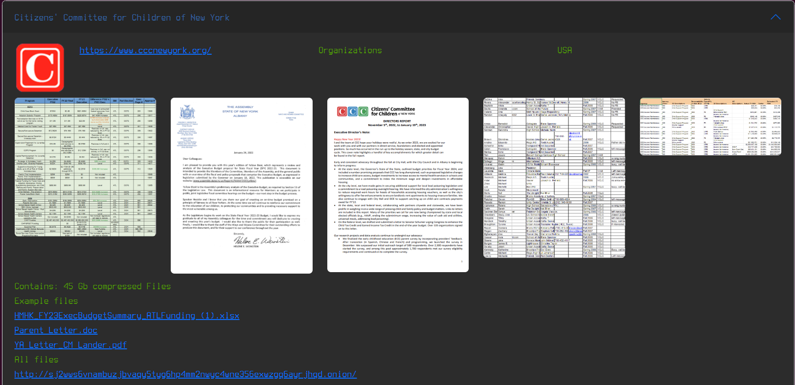 纽约儿童公民委员会涉嫌数据外泄-xLab 威胁情报