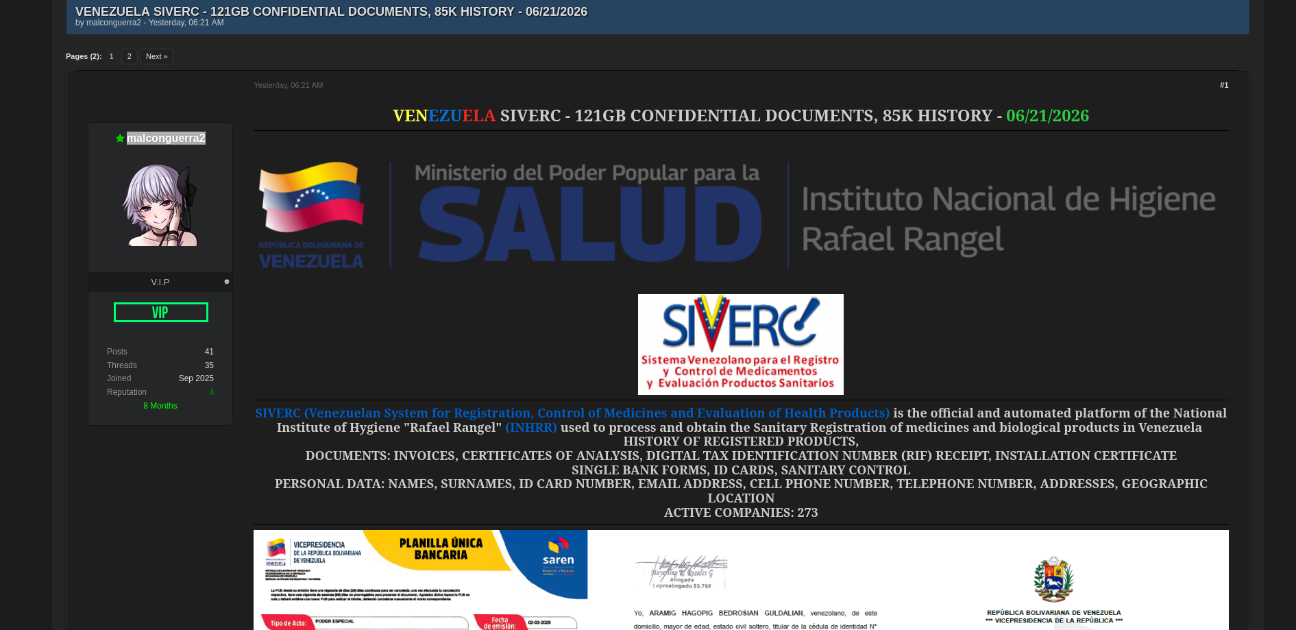 Alleged Data Leak of Venezuela Siverc-xLab 威胁情报