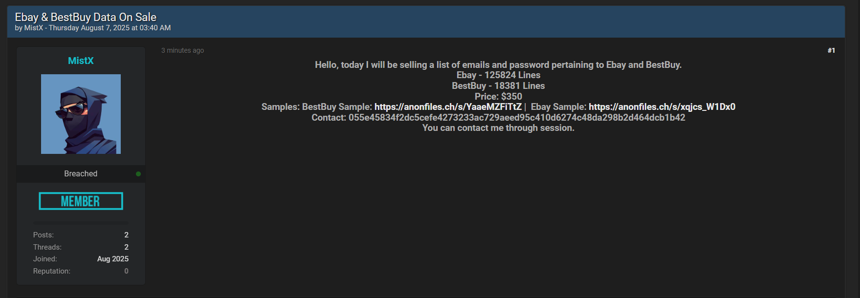 eBay和百思买涉嫌泄露电子邮件和密码-xLab 威胁情报