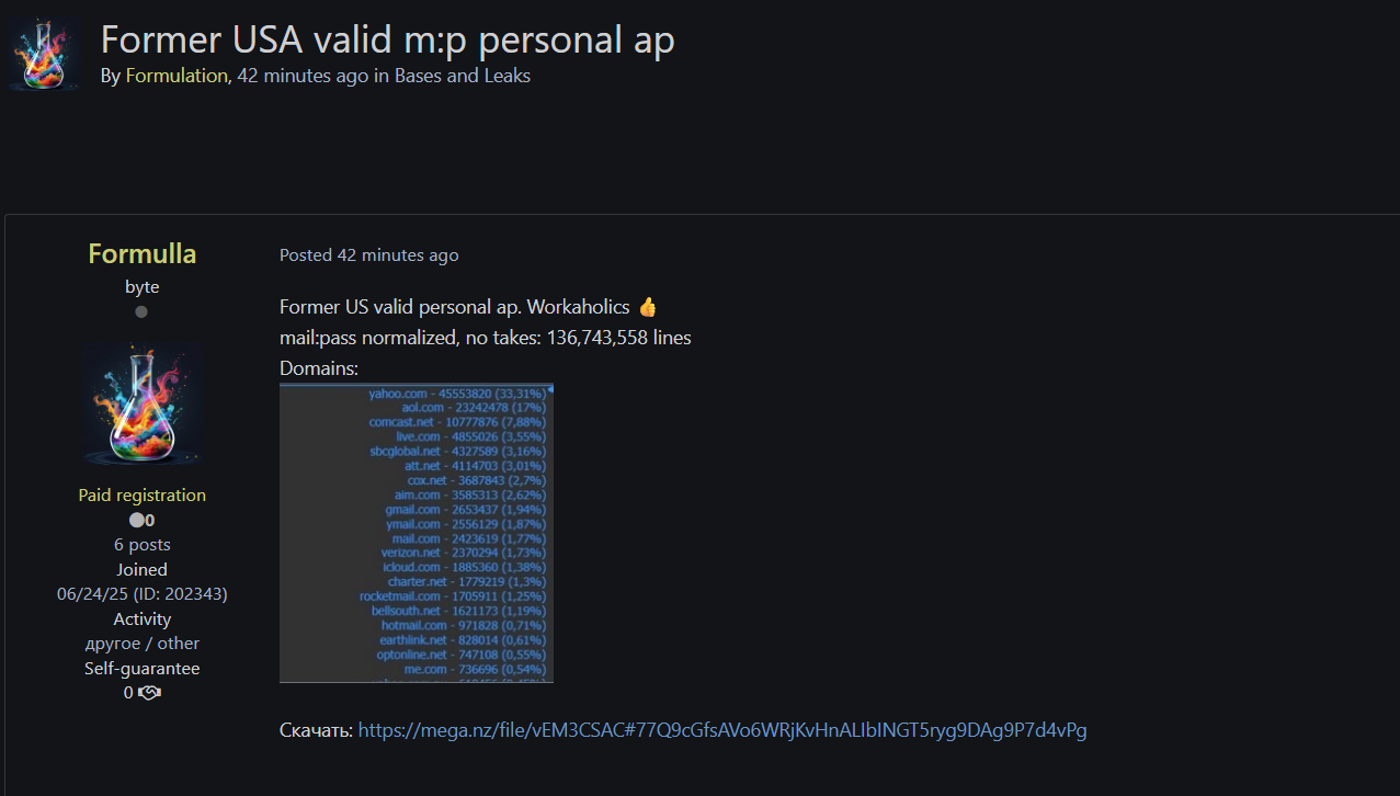 美国个人账户涉嫌泄露1.36亿凭据-xLab 威胁情报