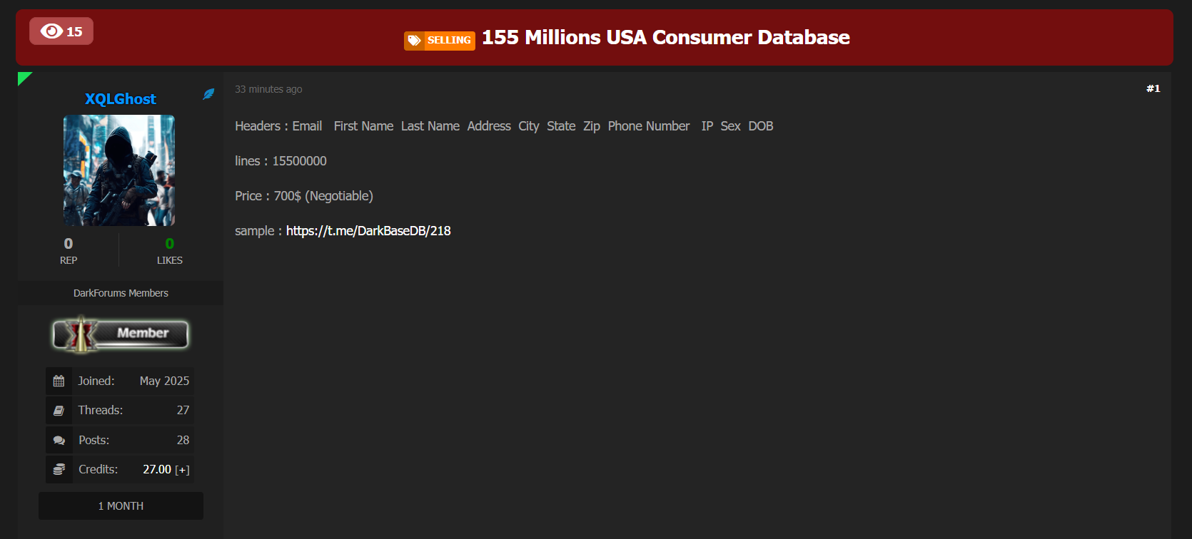 涉嫌泄露美国消费者数据库-xLab 威胁情报