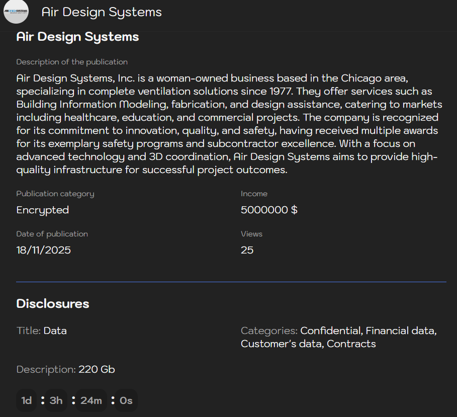INC.Air Design Systems成为Sinobi勒索软件的受害者-xLab 威胁情报