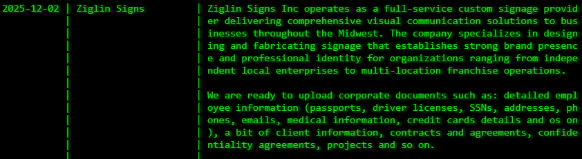 Ziglin签署成为Akira勒索软件的受害者-xLab 威胁情报