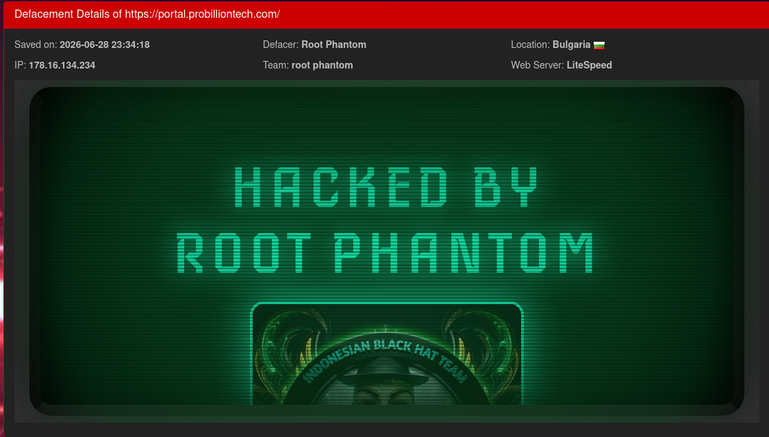 Root Phantom targets the website of Pro Billion Technology-xLab 威胁情报
