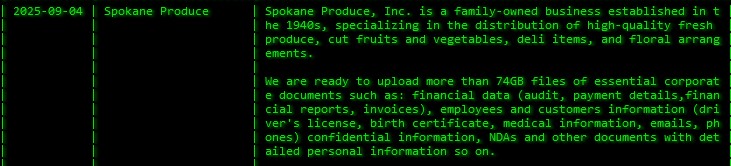 斯波坎农产品Inc.成为akira勒索软件的受害者-xLab 威胁情报