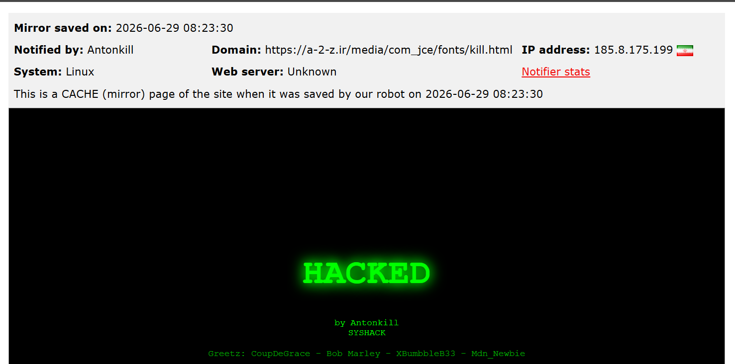 Antonkill targets the website of A-2-Z-xLab 威胁情报