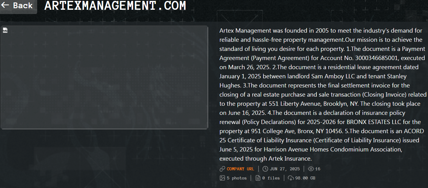 Artex物业管理公司成为Qilin勒索软件的受害者-xLab 威胁情报