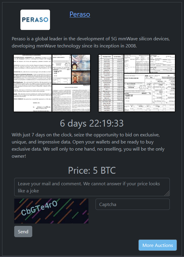 佩拉索·Inc.成为RHYSIDA勒索软件的受害者-xLab 威胁情报
