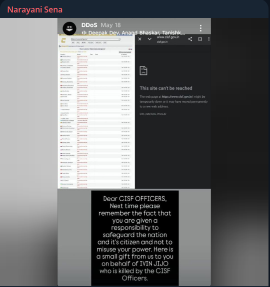 Narayani Sena针对中央工业安全部队（CISF）网站-xLab 威胁情报