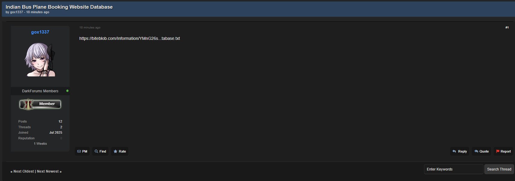一个身份不明的印度巴士和航班预订网站涉嫌数据泄露-xLab 威胁情报