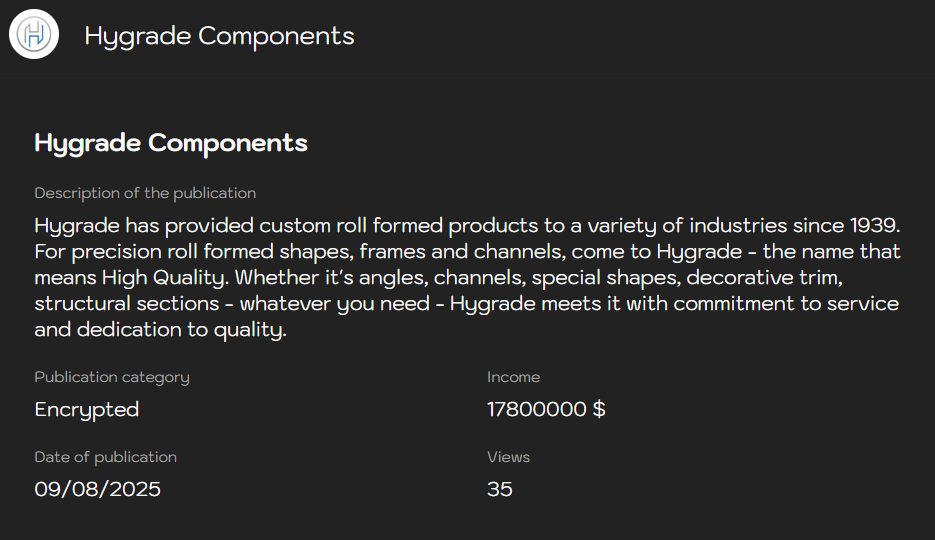 Hygrade Components成为Sinobi勒索软件的受害者-xLab 威胁情报