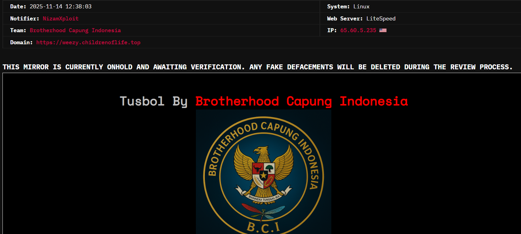 BROTHERHOOD CAPUNG INDONESIA针对生命之子网站-xLab 威胁情报