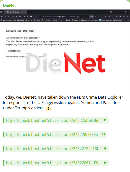 DieNet瞄准联邦调查局Crime数据探索者网站-xLab 威胁情报