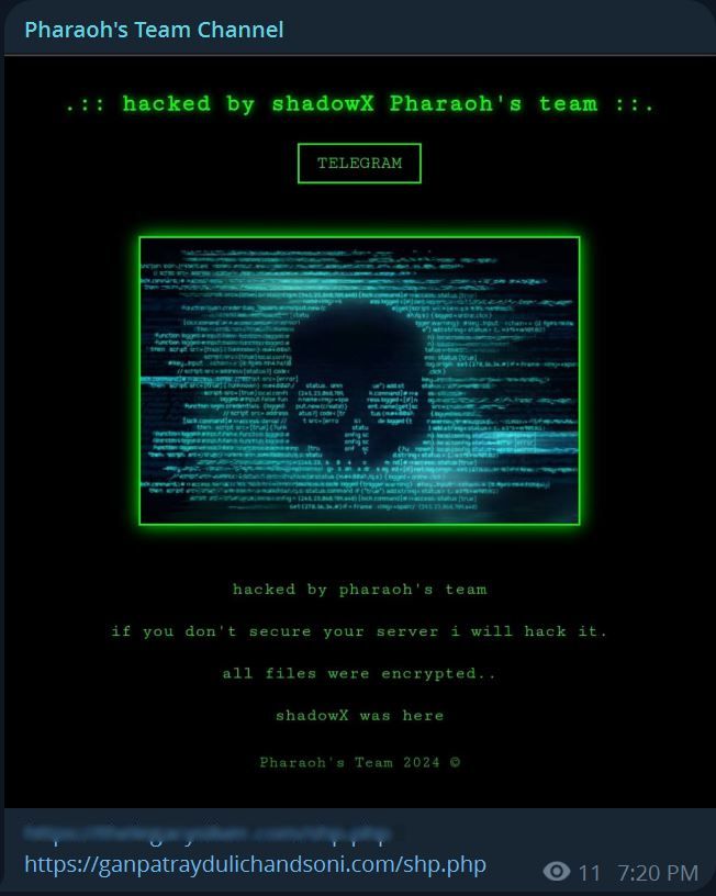 法老的团队频道瞄准了甘帕特拉姆·杜利昌德·Soni的网站-xLab 威胁情报