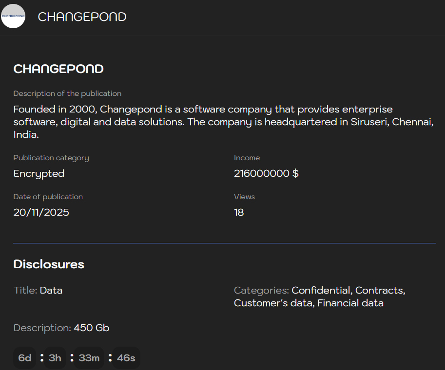 Changepond Technologies成为Sinobi勒索软件的受害者-xLab 威胁情报