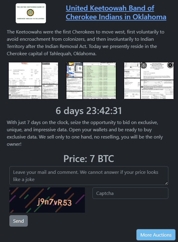 切诺基印第安人United Keetoowah乐队成为Rhysida勒索软件的受害者-xLab 威胁情报