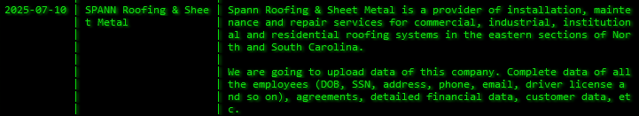 Spann Roofing and Sheet Metal,Inc成为akira勒索软件的受害者-xLab 威胁情报