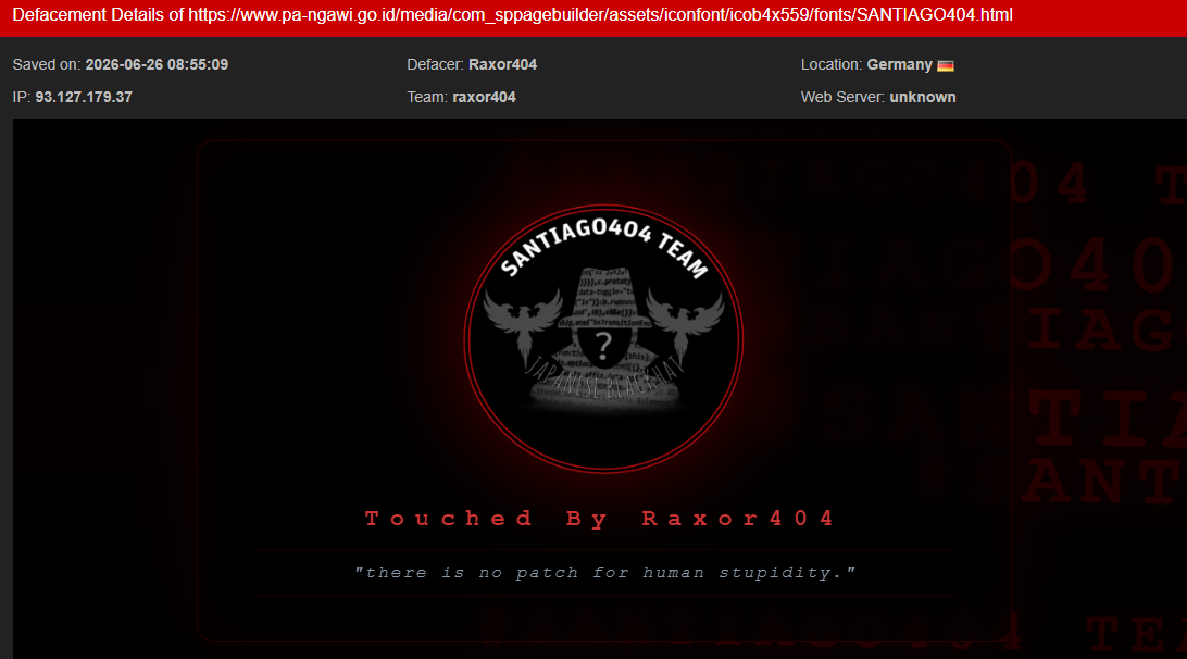 Raxor404 targets the website of Pengadilan Agama Ngawi-xLab 威胁情报