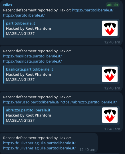 Hax.or targets the websites of Partito Liberale-xLab 威胁情报