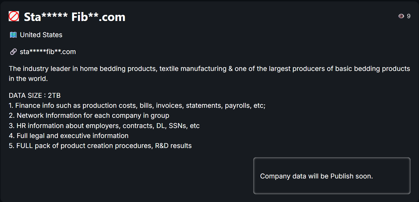 BlackShrantac勒索软件集团新增未知受害者（Sta*****Fib**.com）-xLab 威胁情报