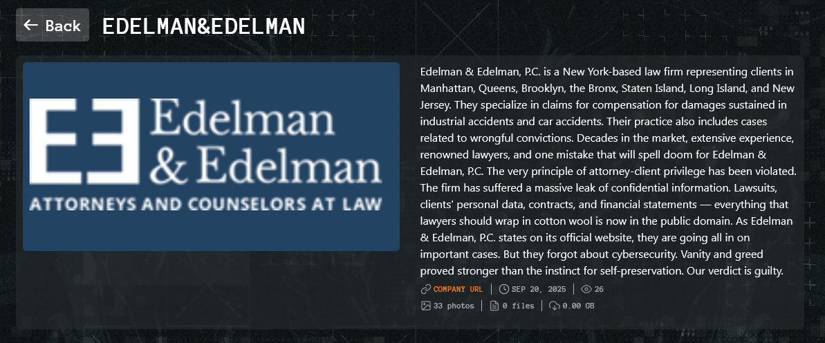 Edelman&Edelman，P.C.成为Qilin勒索软件的受害者-xLab 威胁情报