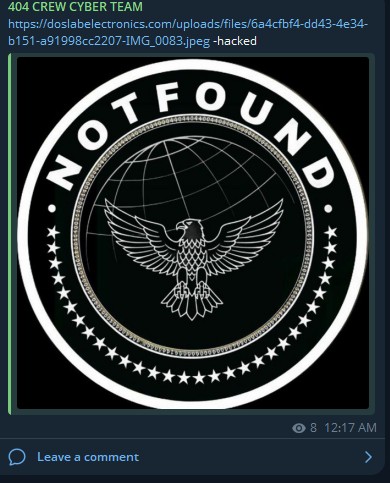 404 CREW CYBER TEAM瞄准了DosLab电子公司的网站-xLab 威胁情报