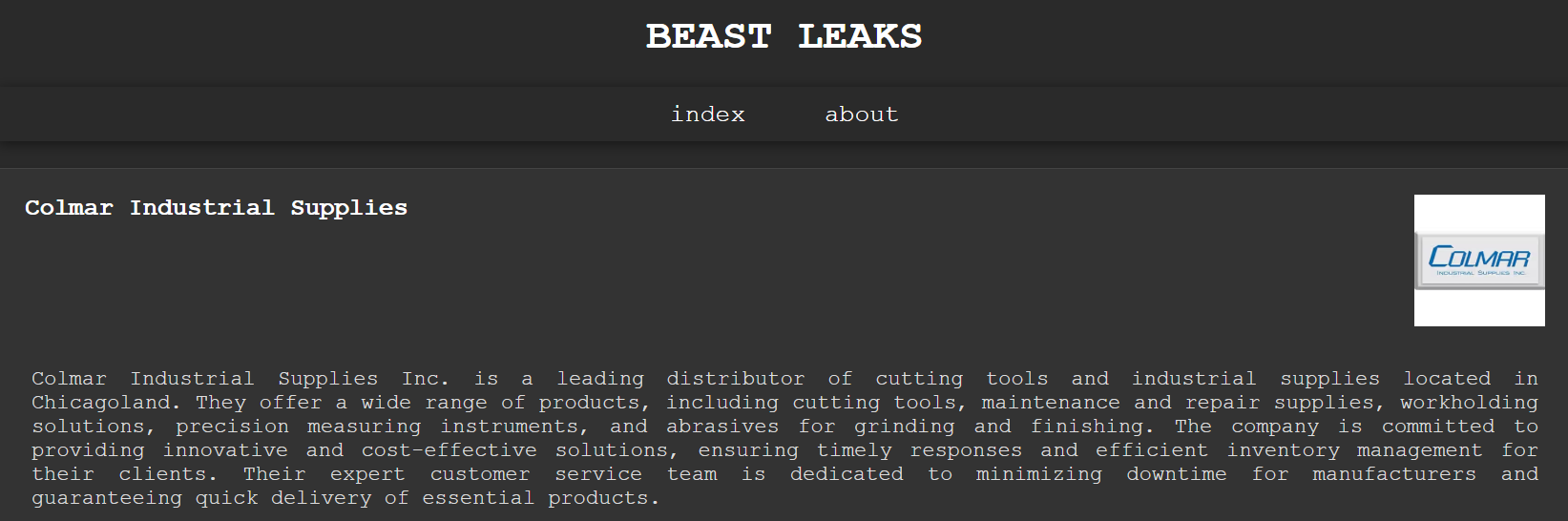 科尔马工业用品公司成为BEAST勒索软件的受害者-xLab 威胁情报