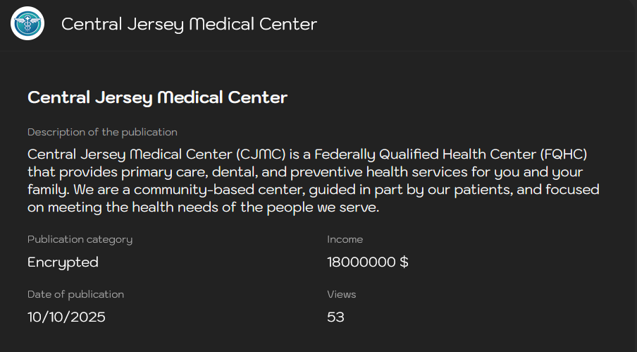 泽西中部医疗中心成为Sinobi勒索软件的受害者-xLab 威胁情报