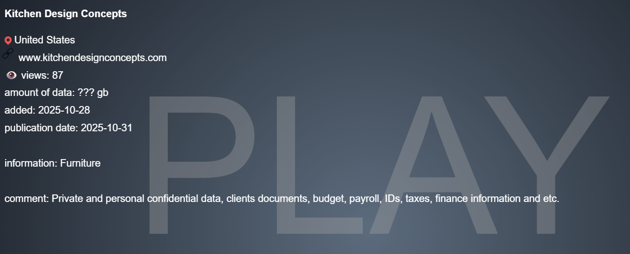 厨房设计概念成为PLAY勒索软件的受害者-xLab 威胁情报