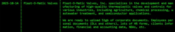 Plast-O-Matic Valves成为akira勒索软件的受害者-xLab 威胁情报