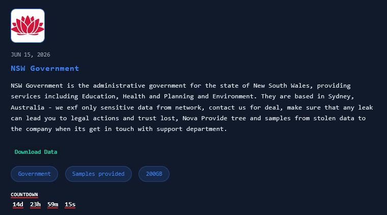NSW Government falls victim to Nova ransomware-xLab 威胁情报