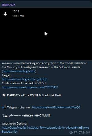 DARK 07x targets the website of Ministry of Forestry and Research, Solomon Islands-xLab 威胁情报